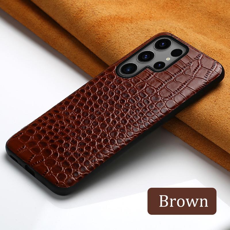 Genuine Cowhide Leather Bracket Phone Case for Samsung Galaxy S 24 23 S24 Ultra S23 Plus S24Ultra S22Ultra Back Cover with Ring