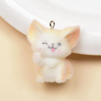 Resin Flocking Cute Three-dimensional Keychain Pendant Car Key Chain Pendant Bag Pendant