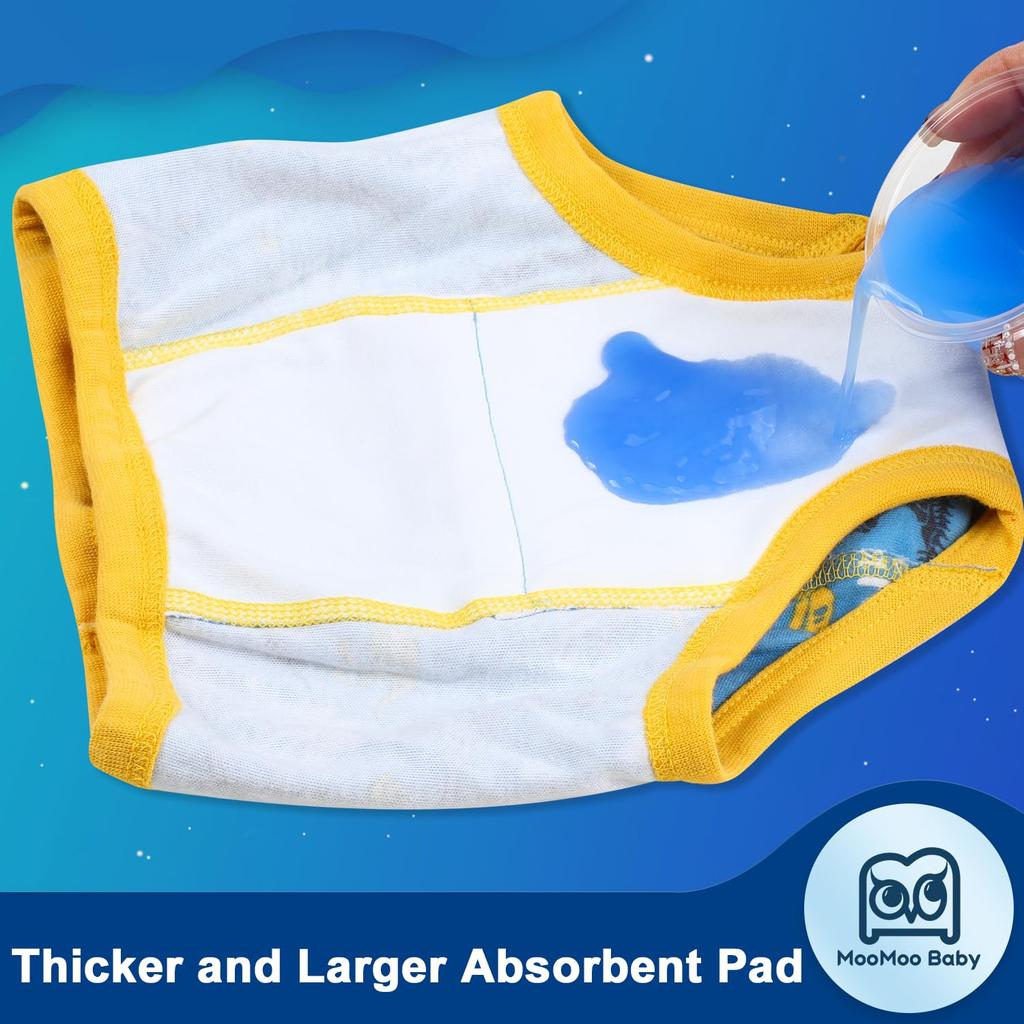MooMoo Baby Training Set of Highly Soft and for Boys Ages 6 and Up Pants, 6-Layer Cotton, 4, Absorbent, Breathable,