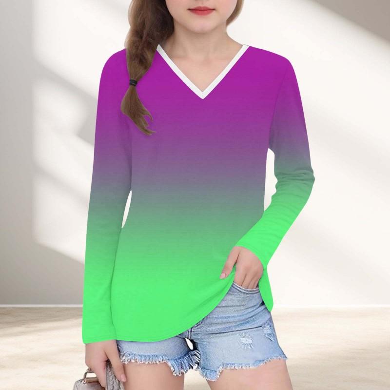 Womens V-Neck Long Sleeve Loose Fit T-Shirt With Polka Dot Print Casual Oversized Top Daily Wear