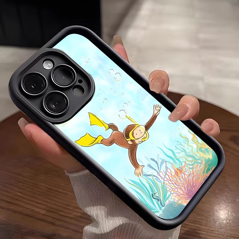 Curious George Affe Handyhülle Für IPhone 17 Pro Max 15 Pro 16 14 Plus 12 13 Mini 11 Pro Stoßfeste Weiche Hülle