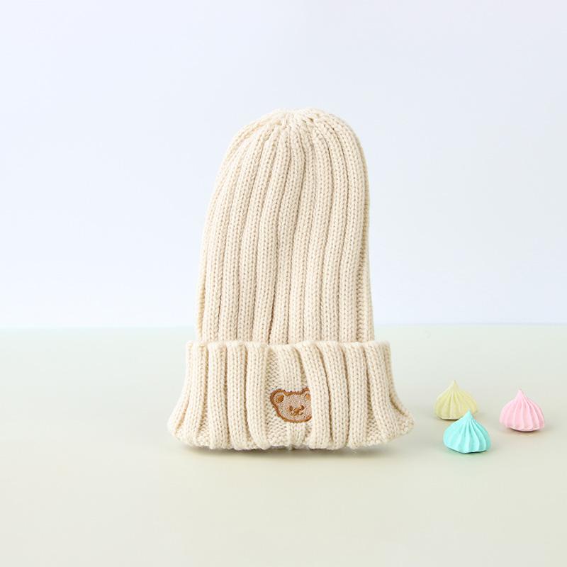 Cozy Autumn/Winter Crochet Baby Beanie with Embroidered Bear