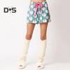 2 Pcs/Set Christms Pajamas Turn-down Collar Single-brasted Colorful Printing Bow Decor Cardigan Top Elastic Waist Shorts Sleepwear Santa Loungewear