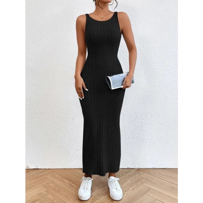 Jaro Léto Halter Dlouhé šaty bez rukávů Sexy taška s bokovým úpletem v pase
