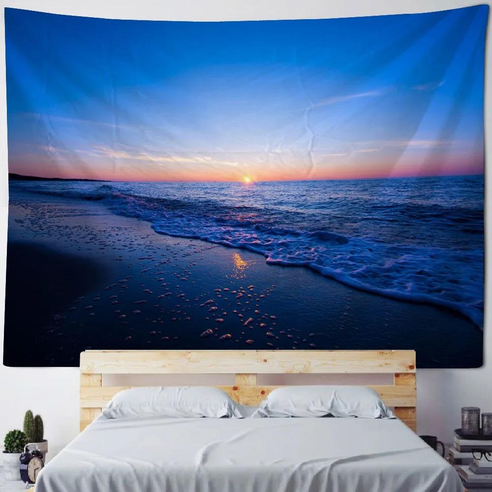 Living room bedroom decoration background poster starry sky coconut tree tapestry wall hanging sofa blanket dreamy sea
