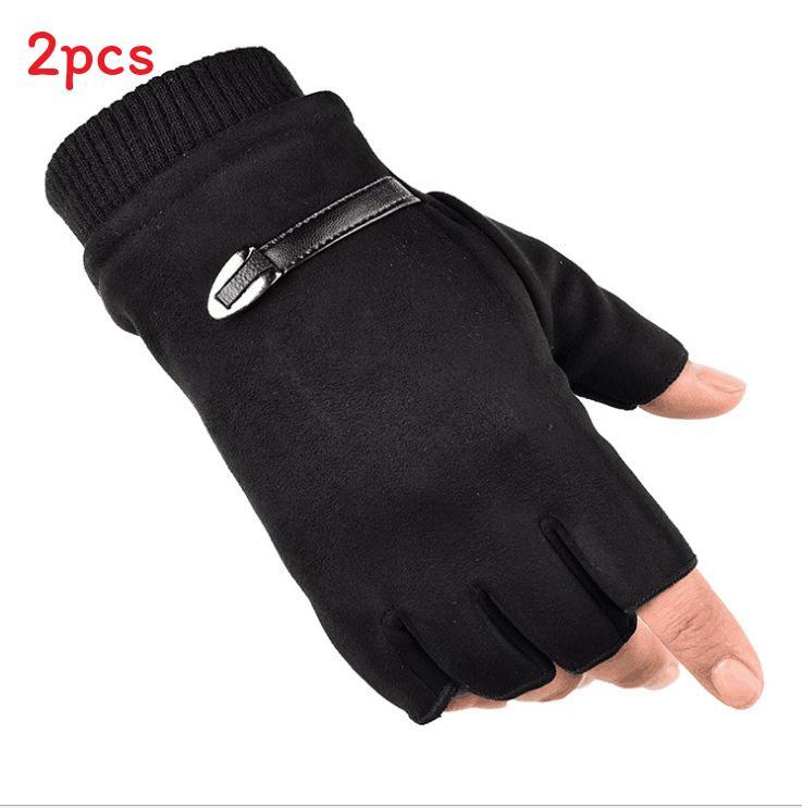 Mens Fleece Half Finger Gloves With Touch Screen For Commute And Active Outdoor Use