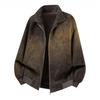 Leather Jacket Men's Workwear Leather Jacket Lapel Casual Solid Color Textured Leather Jacket