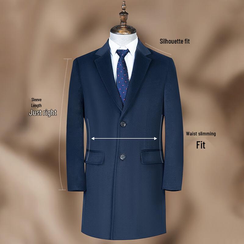 ROMON Men's Wool Blend Mid-Length Trench Coat