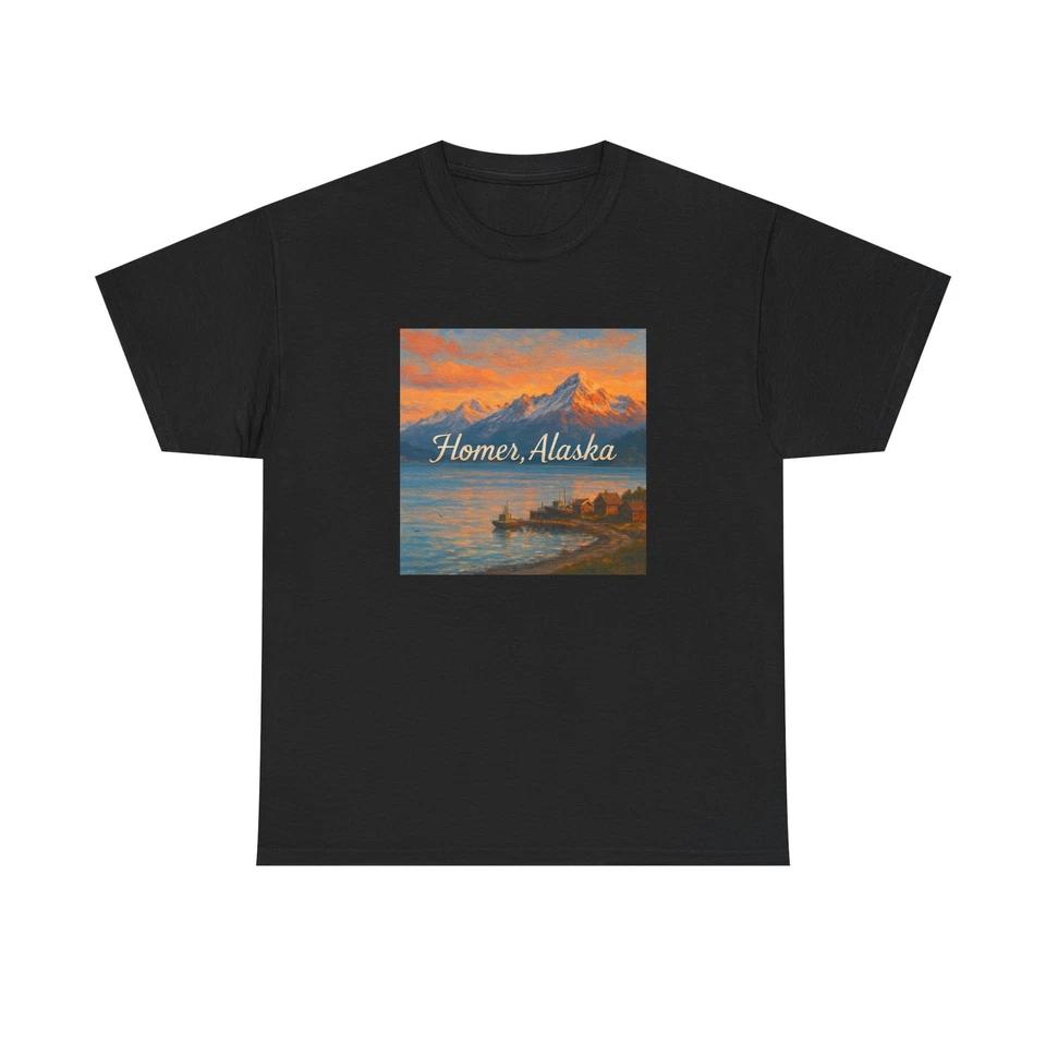 Unisex Adult T Shirt Homer Alaska Kachemak Bay Sunset S