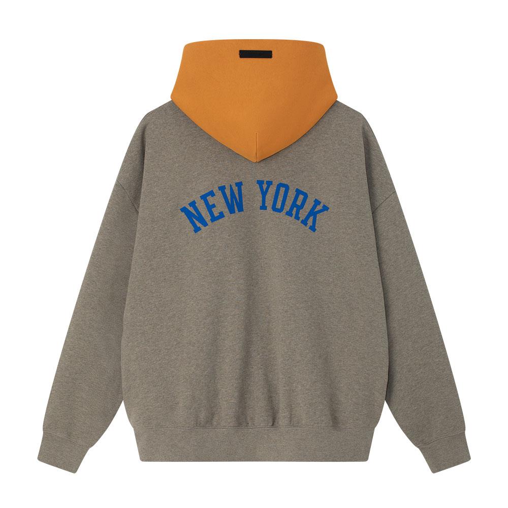 Fear of God Essentials X NBA Knicks Sports Fit Hoodie Homestead Heather/Orange Men Tops Grey 192NB256408F