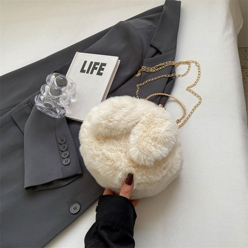 

Cute plush bag women s crossbody handbag chain bag versatile rabbit ear bag simple shoulder bag