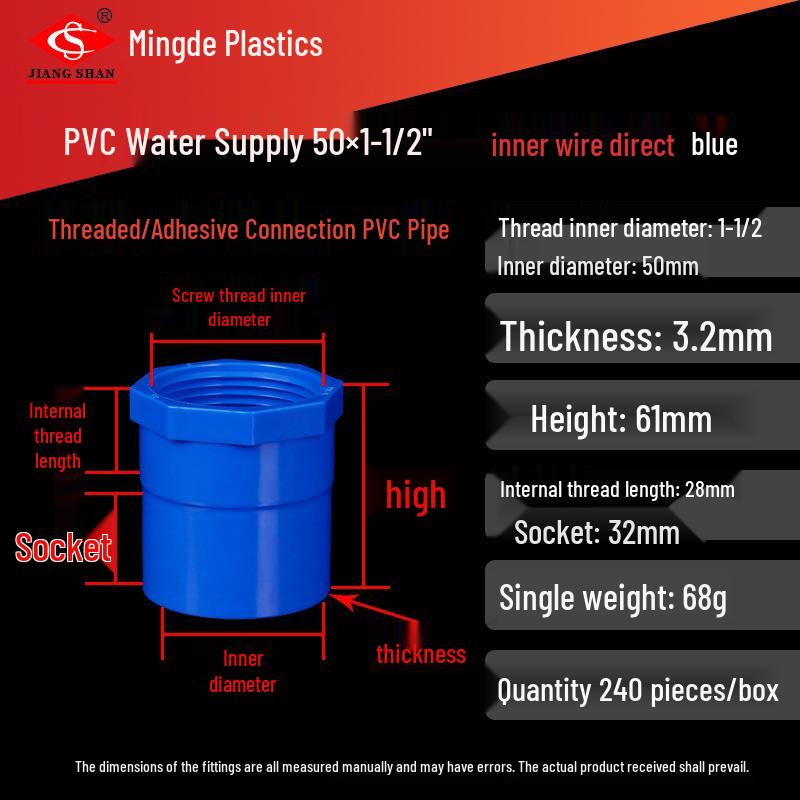 PVC Female Threaded Coupling for Water Pipes - All-Plastic Joint Fittings Accessories
