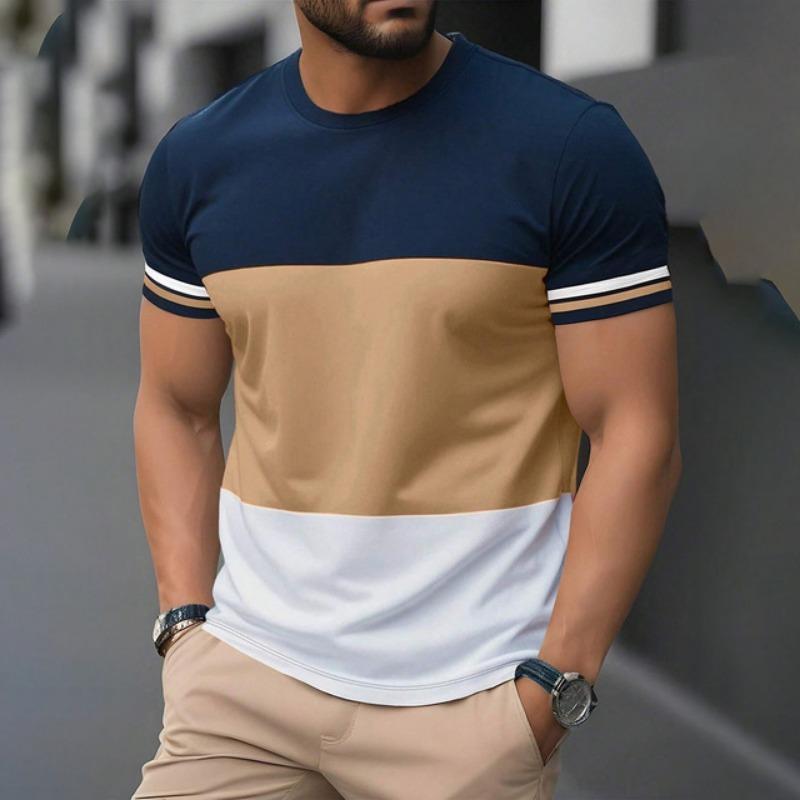 Simple Fashion Stripe T Shirts For Men Summer Casual Short Sleeve 3D Printed T-shirt Loose Crew Neck Breathable Pullovers Tops