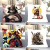1pc Japanese Tattoo Samurai Cat Pillow Case Square Bedroom Sofa Leisure Comfort Cushion Car Living Room Home Decoration