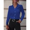 Chemise Femme Tempérament Décontractée Ample Confortable Bouton Revers Mode Chemise Couleur Unie Manches Longues Chemise de Bureau Femme
