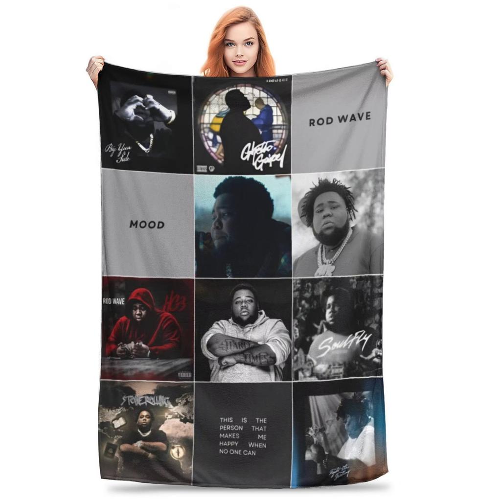 Rod Wave Hip Hop Rapper Blanket Cover Singer Last Lap Album Flannel Throw Blanket Portable Lightweight Multi-function Thin Quilt