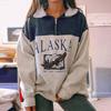 Vintage Fermuarlı Kadın Sweatshirtleri Sokak Giyimi Mektup Baskılı Kapşonlular Kadın Temellere Dönüş Bol Sweatshirt Polarlı