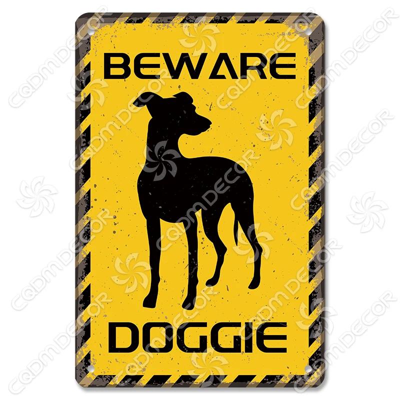 Varning för Hund Varningsskylt Plåtskylt Metallplatta Varning Fara Hundar Vintage Poster Metallplakett Trädgård Bakgård Gård Hem Väggdekor