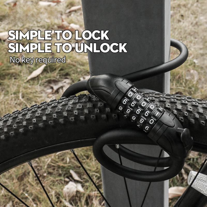 Mountain Bike Lock Electric Stainless Steel Password Fixed Portable Anti Theft Steel Wire Chain Lock Bike Accessories