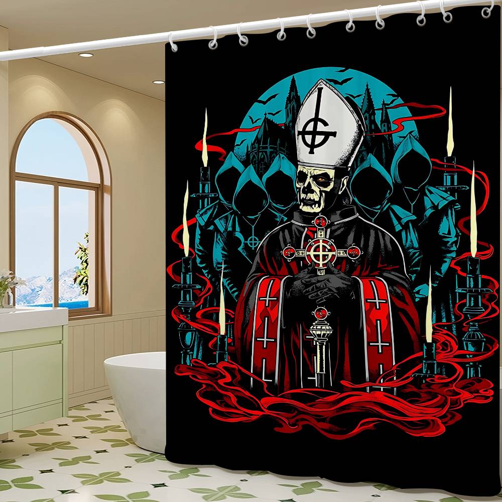 G-Ghost Band Pattern Bathroom Shower Curtain Bathroom Partition Curtain Light Opaque Waterproof Material Bathroom