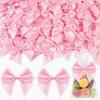 11pcs Craft Supplies Pink Bows, Satin Ribbon Bow for Clothing Ornament, Fabric Bows for Party Decor, Cute Christmas Tree Bows