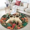 Siamese Cat and Plants Pattern Round rug,Carpet Rug for Living Room Bedroom  Playroom ,Non-slip Floor Mat,Holiday Gifts and Birthday Gifts.