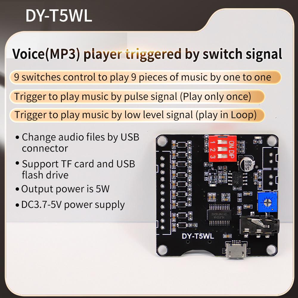 

5W MP3 Player Module Voice Playback Board Control Player Module Memory Card U Disk Player Module for Various Scene Applications