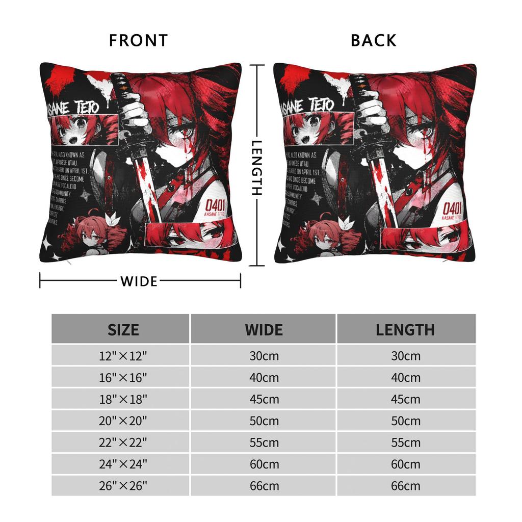 Teto Kasane Chibi Cartoon Anime Pillowcases Retro Trendy Pillow Case For Office Car Home Decor Graphic Pillow Cover