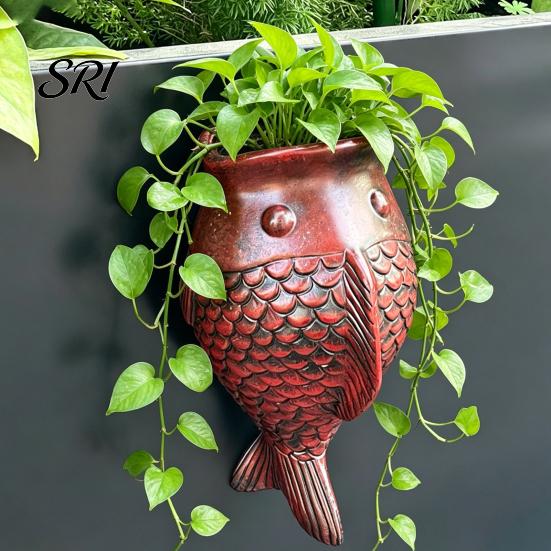 Ivy Wall Planter Fish Shape Mounted Hanging Flower Pot Indoor Outdoor Decorative for Balcony Patio Garden