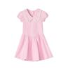 Deesha Girls' Sweet Big Lapel Striped Puff Sleeve Dress