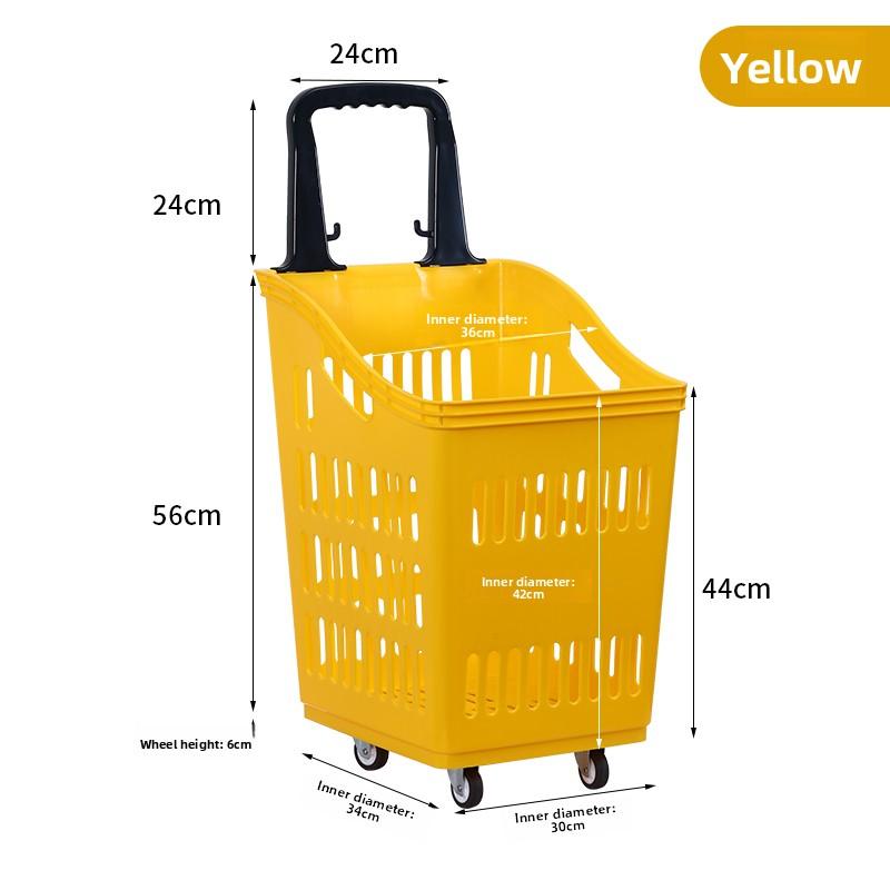 Thickened Plastic Shopping Basket with Wheels Handheld KTV Basket Convenience Store Caddy Vegetable Basket Pull Rod Basket