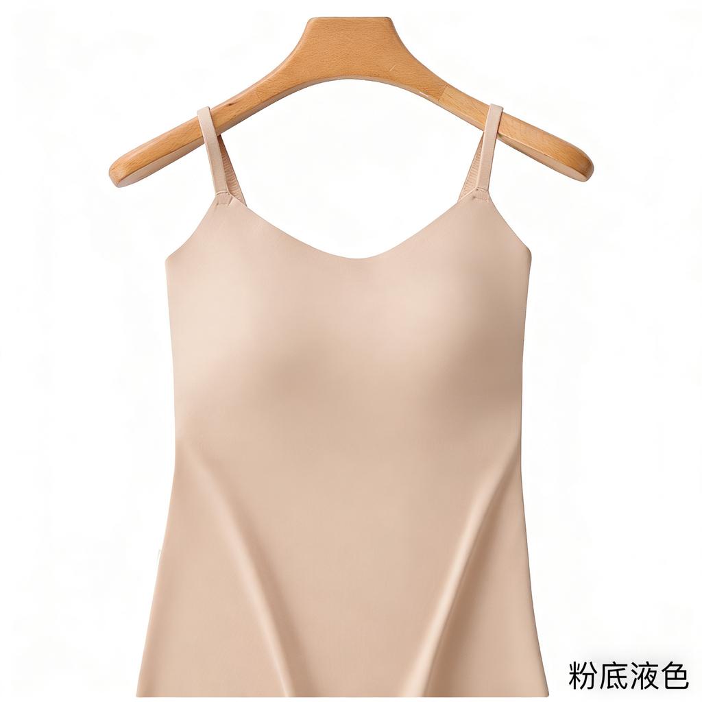 Damen Lang Schönheitsrücken Camisole, Feste Cups Hautfarbe Nahtlos Große Größen Basis Tanktop