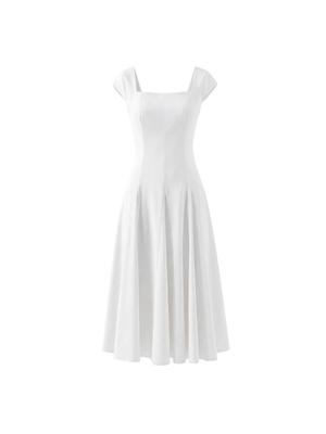 2025 Autumn/Winter Women's Retro Square Neck Dress with Hollow Back and Tie-up Detail