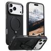 Suteni G7 Triangle Texture Vegan Leather Shockproof Magnetic 360° Rotating Holder Phone Case For iPhone 16 Pro