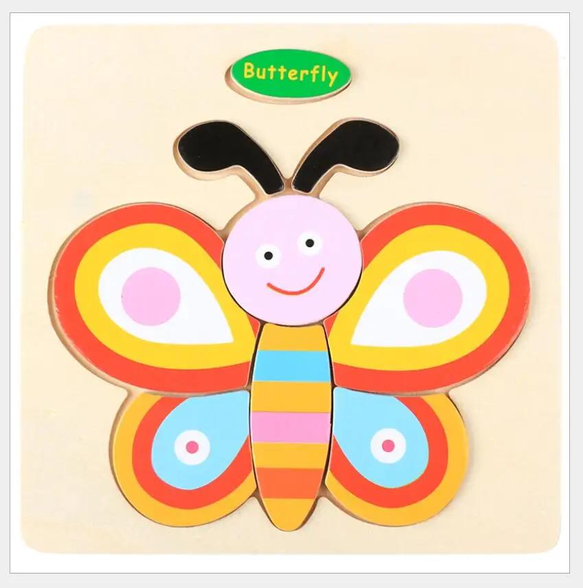 1pc 14.7cm/5.79in Wooden 3D Puzzles Jigsaw Game Cartoon Animal Pattern Kids Montessori Early Educational Toys for Children
