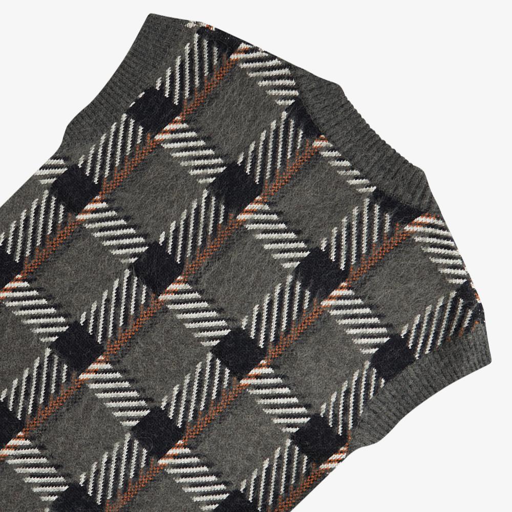 Fred Perry [Sharp] Glitch Tartan Knit Vest - Field Green Afpm2336530-638