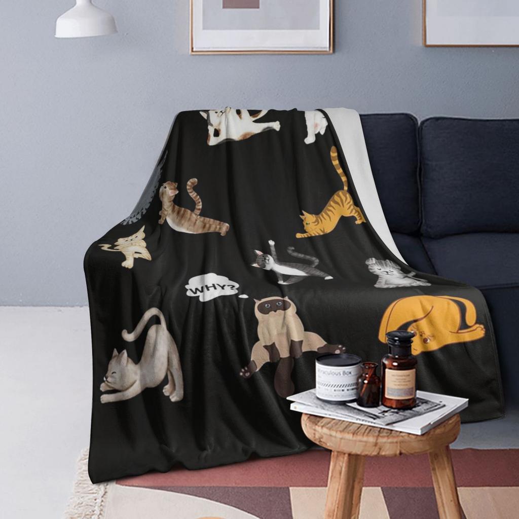 Yoga For Cats Blanket Soft Warm Flannel Throw Blanket Bedspread for Bed Living room Picnic Travel Home Sofa
