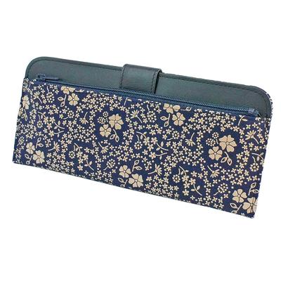 Indenya Inden Long Wallet, Large, Thin Deerskin, Navy Blue with White Lacquer, American Blue Pattern, 2107-14-166