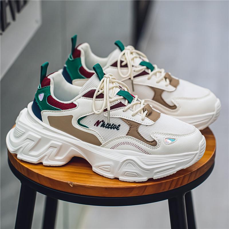 Autumn Hong Kong style sports men's shoes fashionable platform versatile comfortable casual shoes new lightweight mesh sports dad shoes