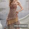 unifree Vestido Midi de Corte A con Estampado Floral Retro