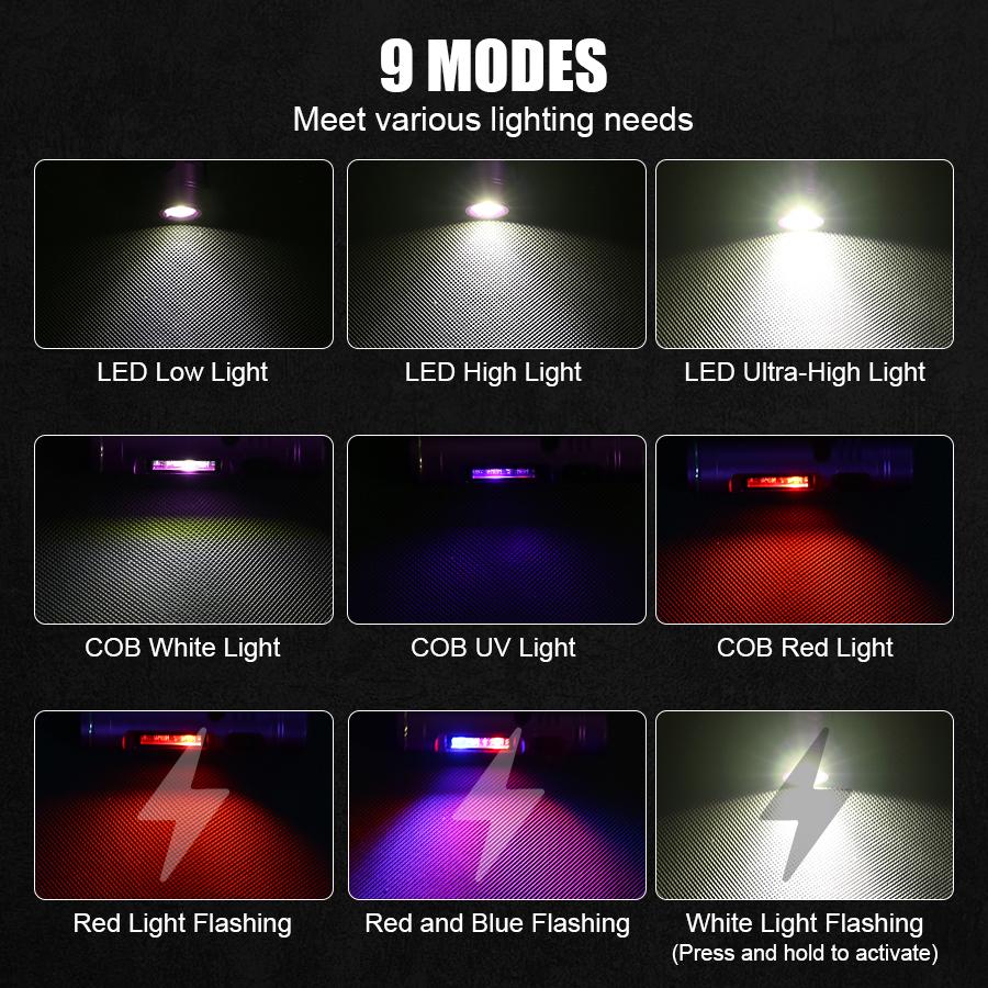 Mini COB LED Keychain Flashlight USB C Rechargeable Waterproof Work Light Portable Camping Hiking Pocket Lamp