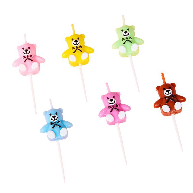 

Украшение для торта в виде медведя Ретро свеча-вставка Мультяшная свеча на День защиты детей и день рождения