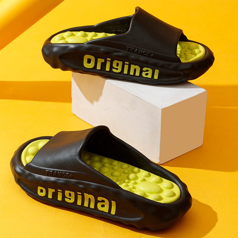 

Летние тапочки для мужчин с толстой подошвой, пляжные нескользящие сандалии, устойчивые к запахам, высококачественные массажные тапочки 42-43 чёрный