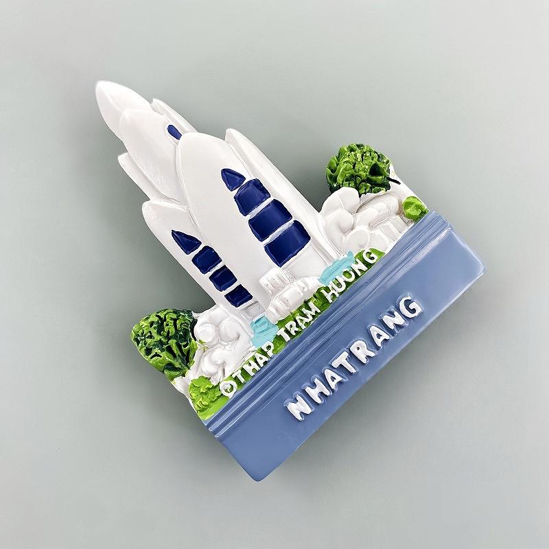Vietnam Nha Trang Agarwood Pagoda Fridge Magnets Stickers 3D Resin Magnetic Stickers Home Decor Travel Gifts