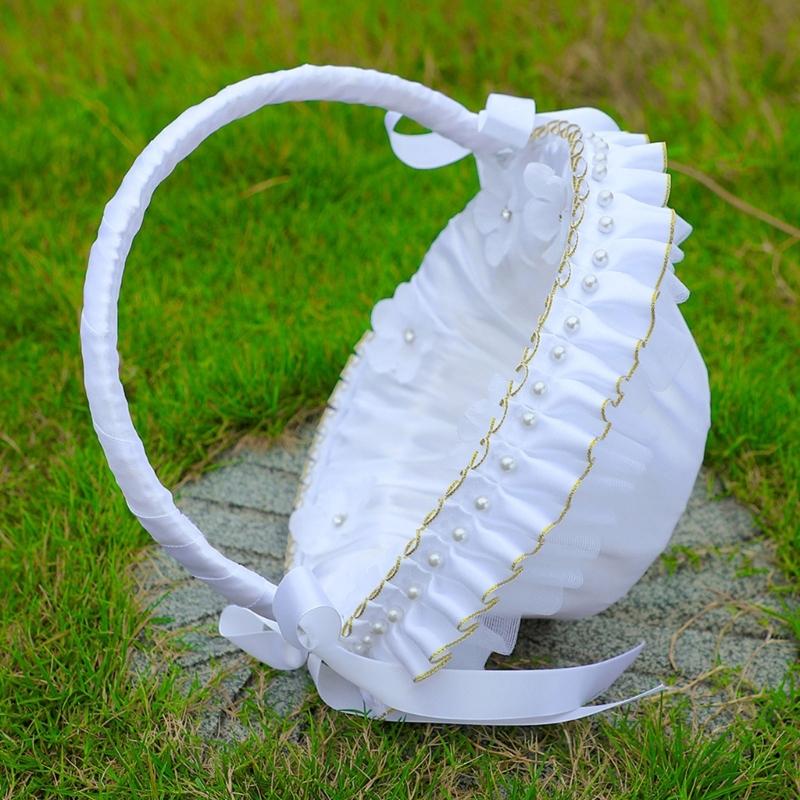 Princess Style Decorative Storage Basket With Metallic Accent Perfect For Bridal Showers Anniversaries And Photo Props