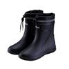 Premium Unisex Waterproof Rain Boots, New Cuff Design, Short/Mid-Calf Length, Drawstring Closure, Non-Slip Rubber Sole.