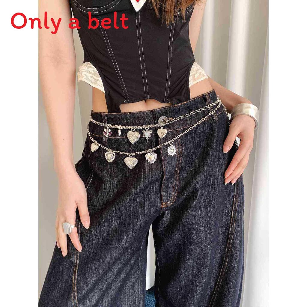 

Silver Heart Waist Chain With Double Pendant For Casual Summer Fashion Jewelry