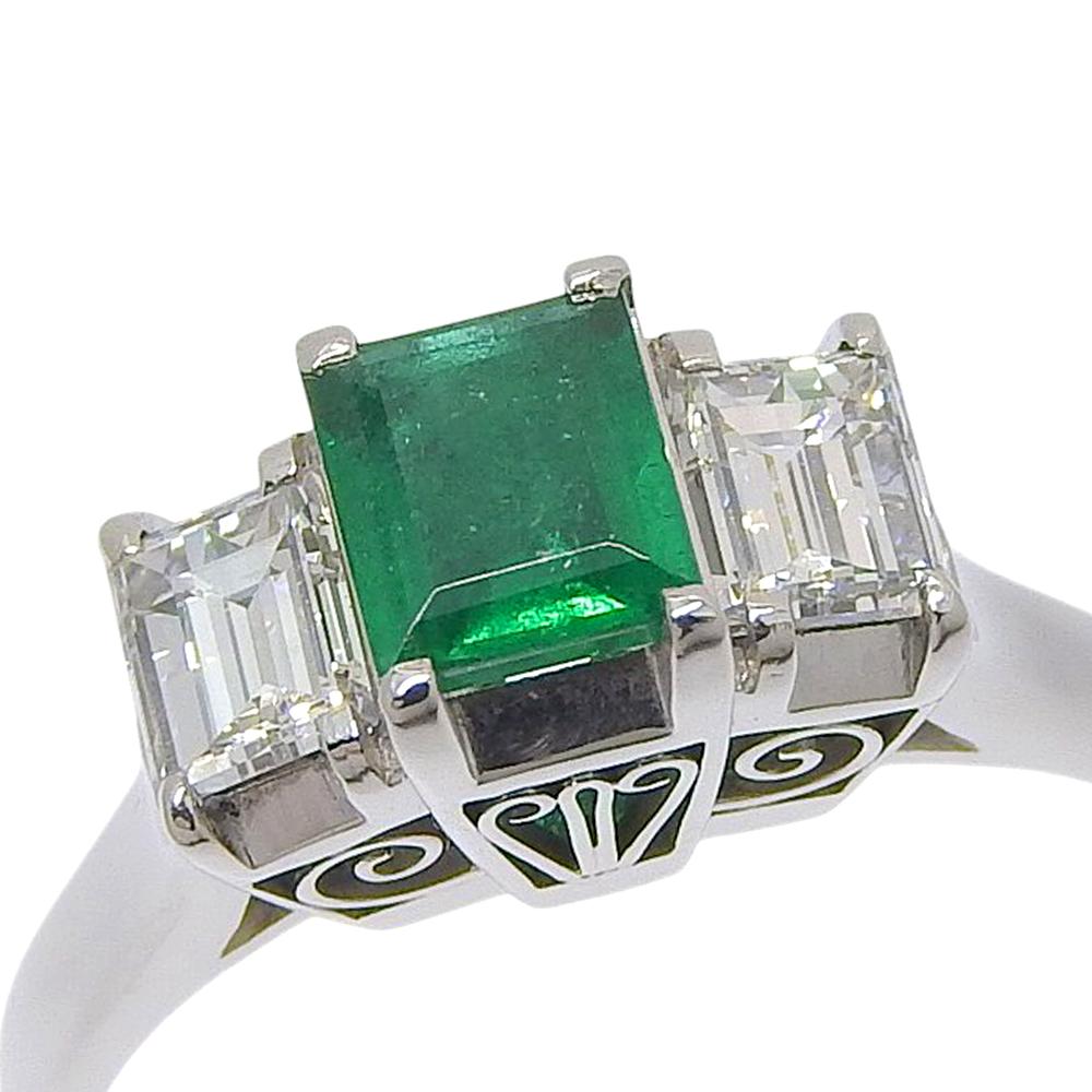 Ring Pt900Platinum/Emerald/diamond #6.0(US Size) 4.8g unisex Used