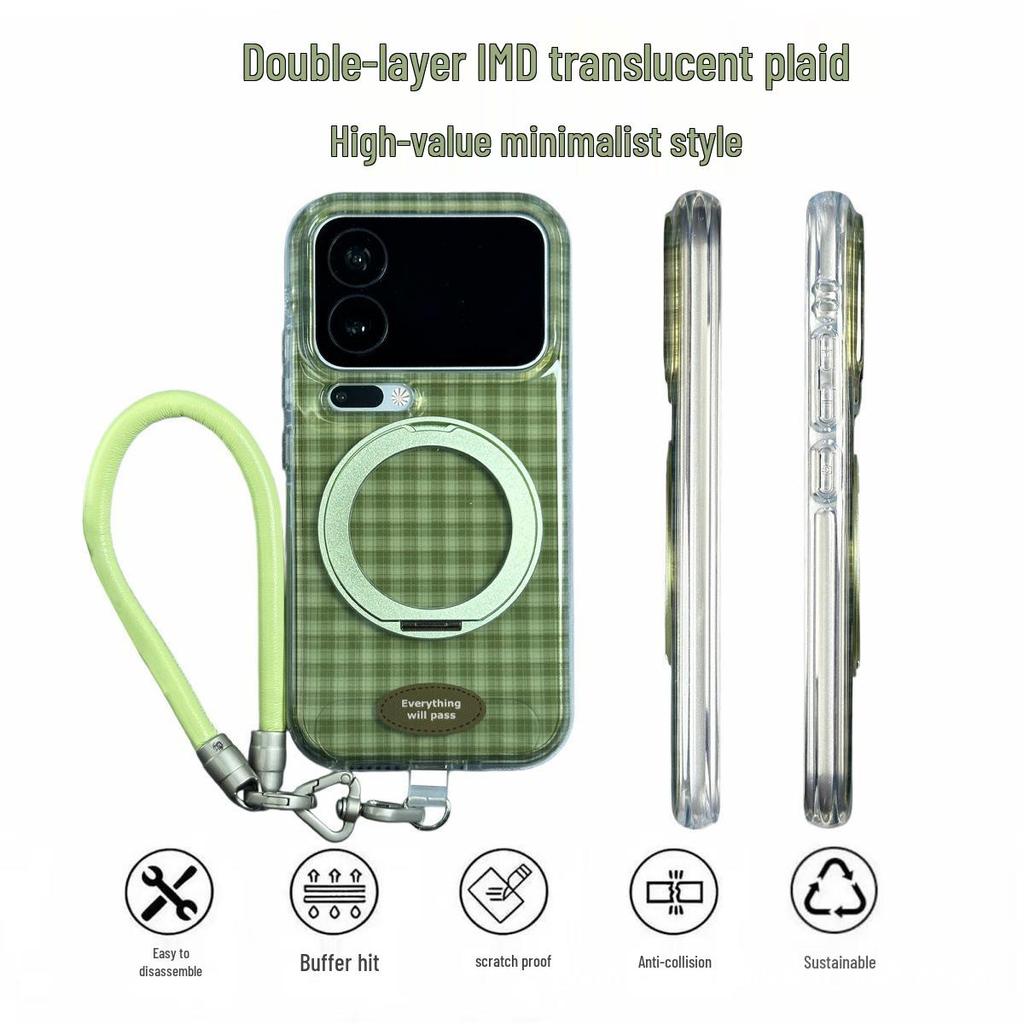 360° Rotating Double-Layer Drop-proof Plaid Case for Xiaomi 15/14/17PROMAX