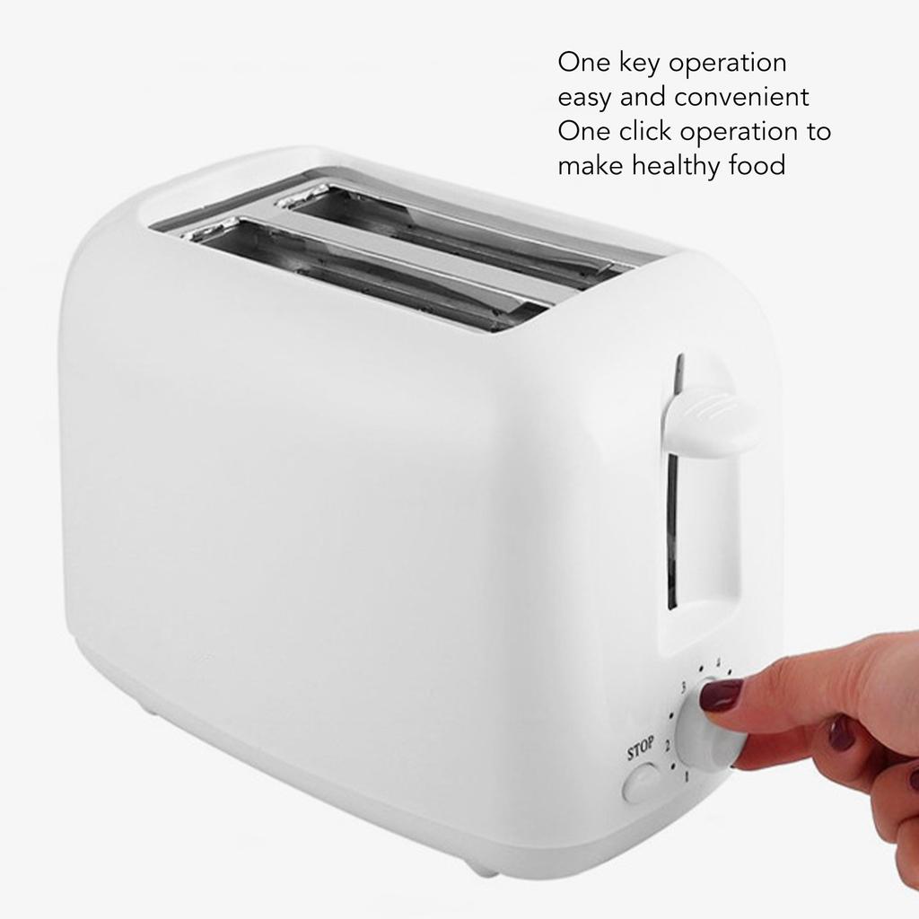 650W Toaster with Double Wide Slots 6 Gears White Bread Toast Machine for Home Breakfast